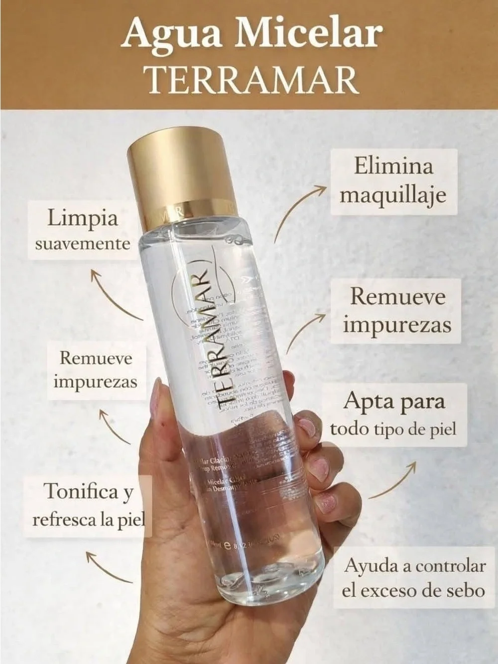 TERRAMAR Agua Micelar Glaciar - Micellar Cleansing Water (Gold Cap, Clear)
